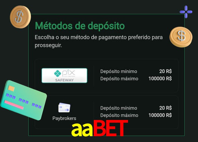 O cassino aabet oferece uma grande variedade de métodos de pagamento